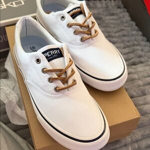 Sperry Men's White Canvas Boat Shoes